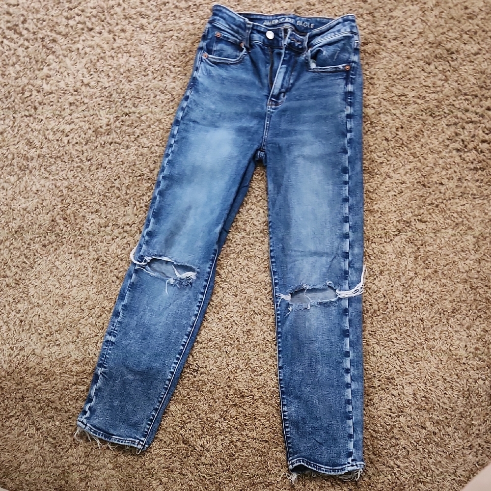 American Eagle Outfitters Distressed Blue Skinny Jeans
